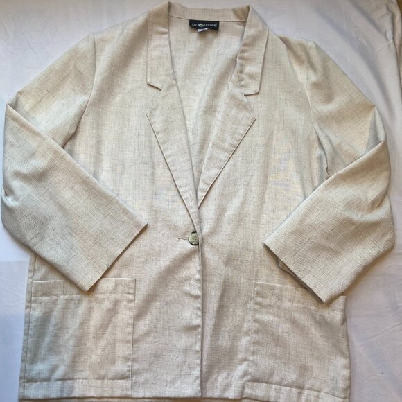 Vintage Sag Harbor Women's Suit Size 14 Blazer Linen Blend Old Money - Picture 1 of 5